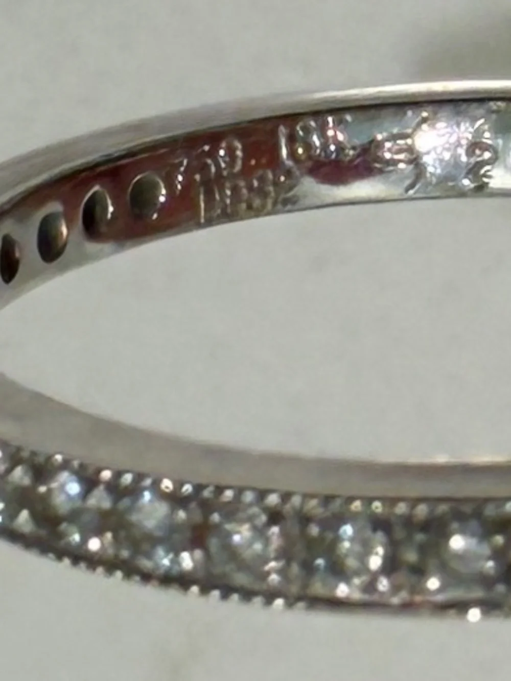 Pave Natural Diamond 18K White Gold Eternity Ring Size 6